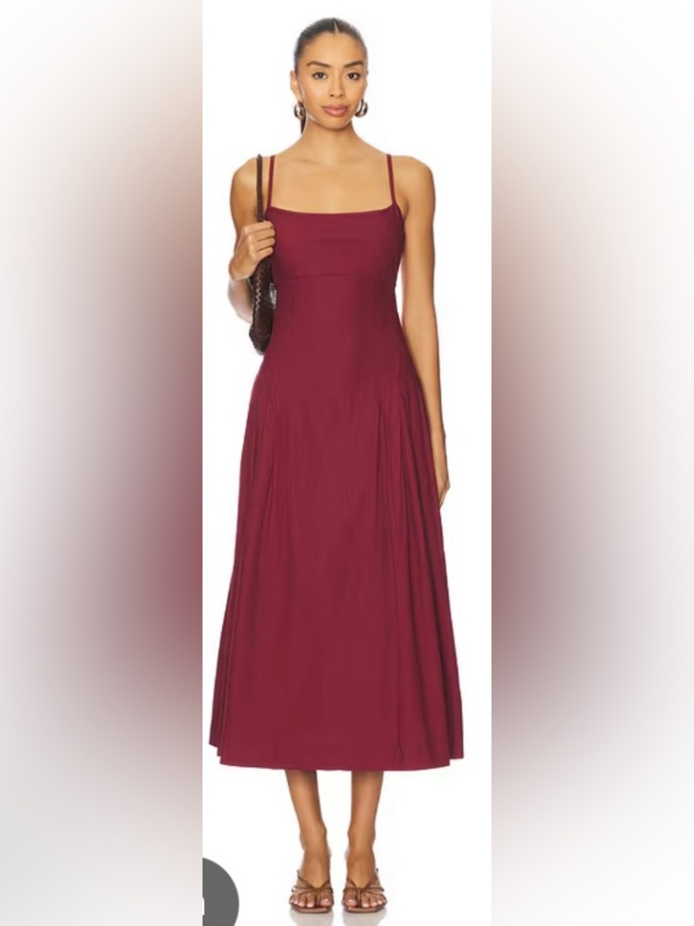 Ciao Lucia Karita Bordeaux Cotton Poplin Midi Dress XL